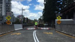 Professional line marking on a road, ensuring clear lane guidance and enhanced road safety with durable, high-performance markings